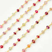 Multi Sapphire Gold Plated 925 Sterling Silver Wire Chain